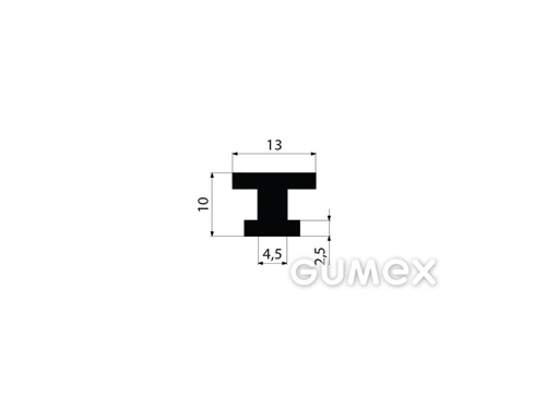 "T" Gummiprofil, 10x13/4,5mm, 60°ShA, NBR, -40°C/+70°C, schwarz, 